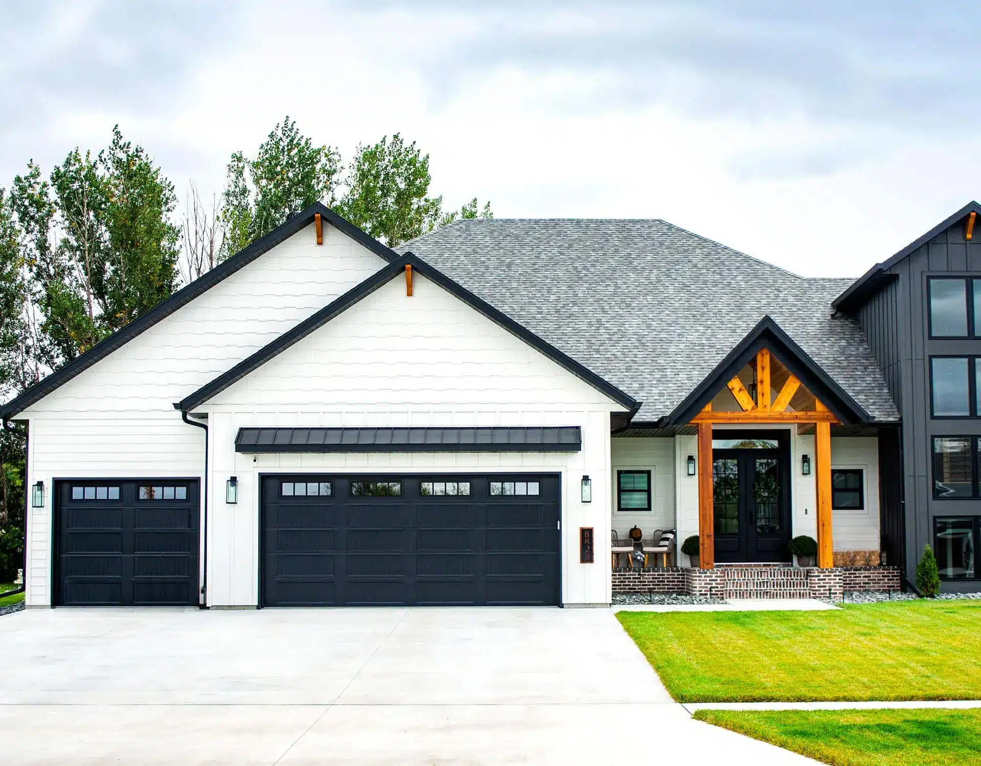 Williams Door Company White long panel carriage garage door